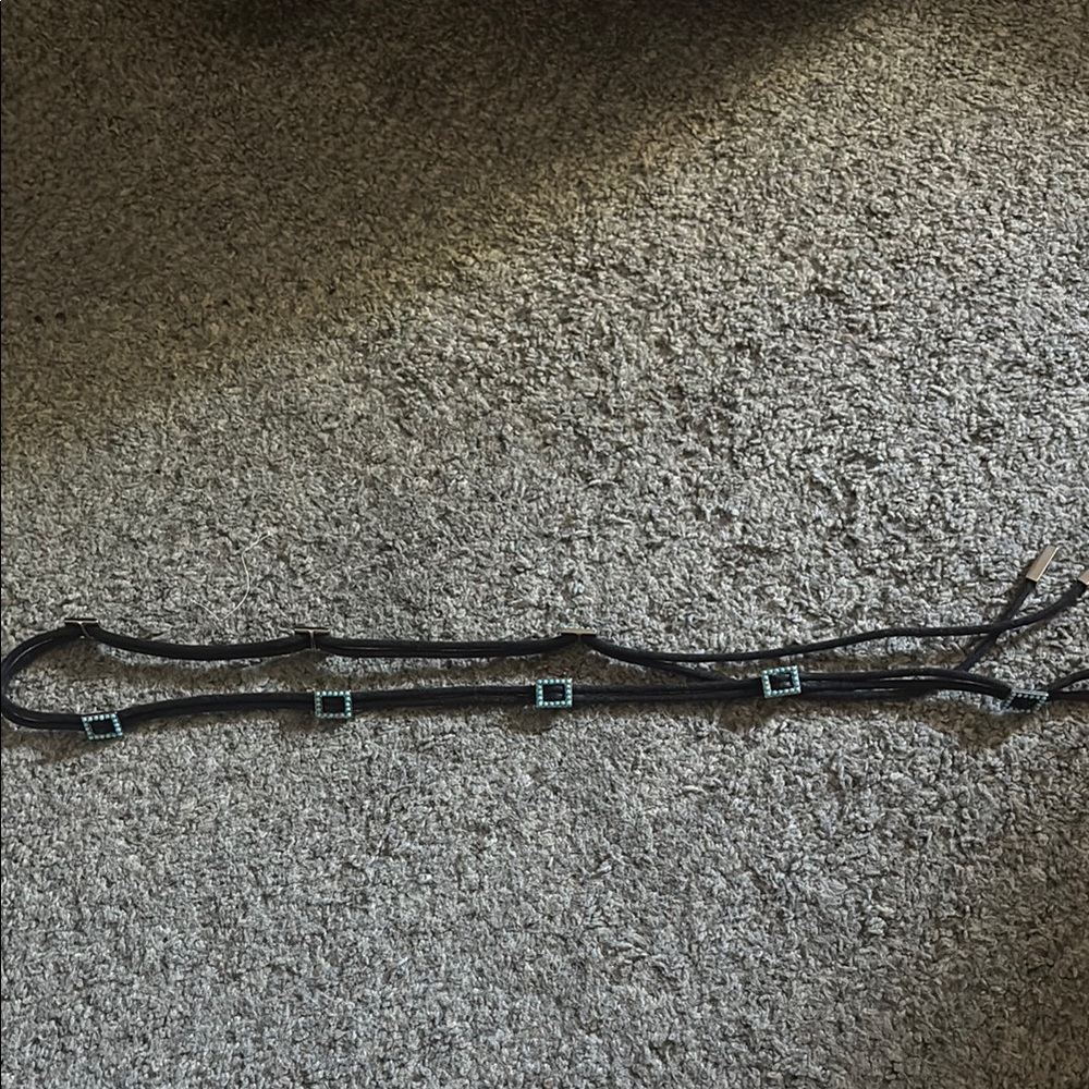 Elegant Black Belt with Turquoise Accents